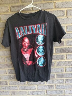 Aaliyah Graphic Tribute Tee Faded Black Rap Streetwear T-Shirt Flawed